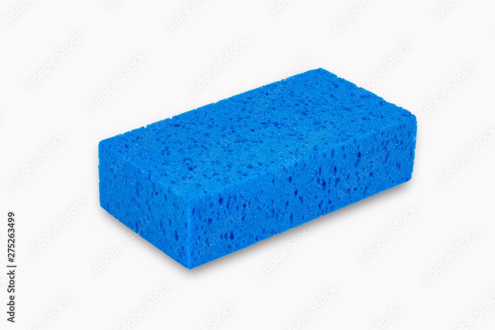 blue sponge isolated on white background clipping path