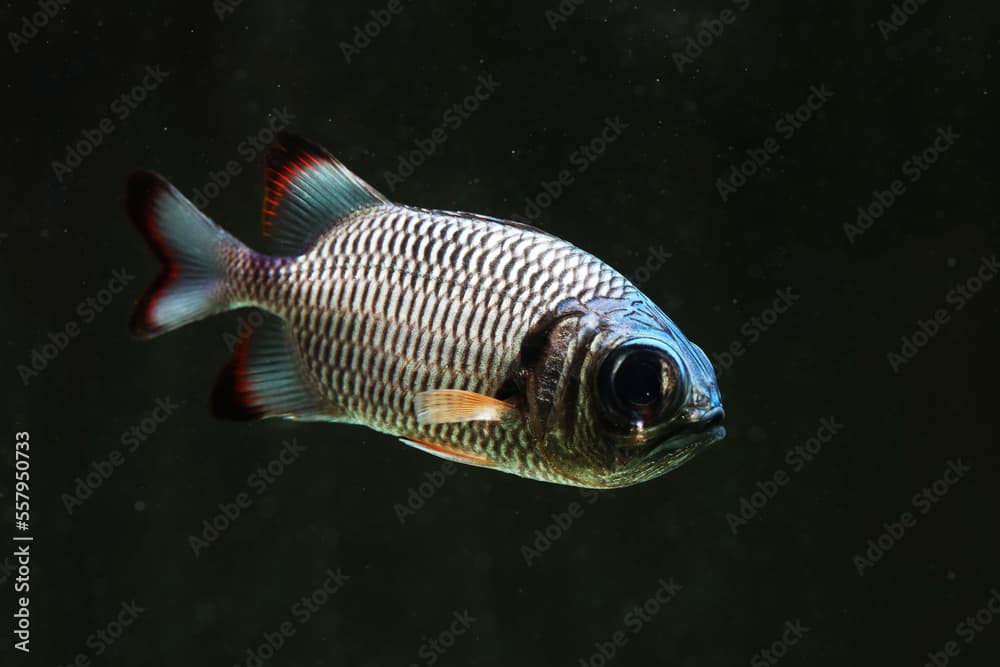 Shadowfin soldierfish (Myripristis adusta) beautiful reef fish with silvery scales