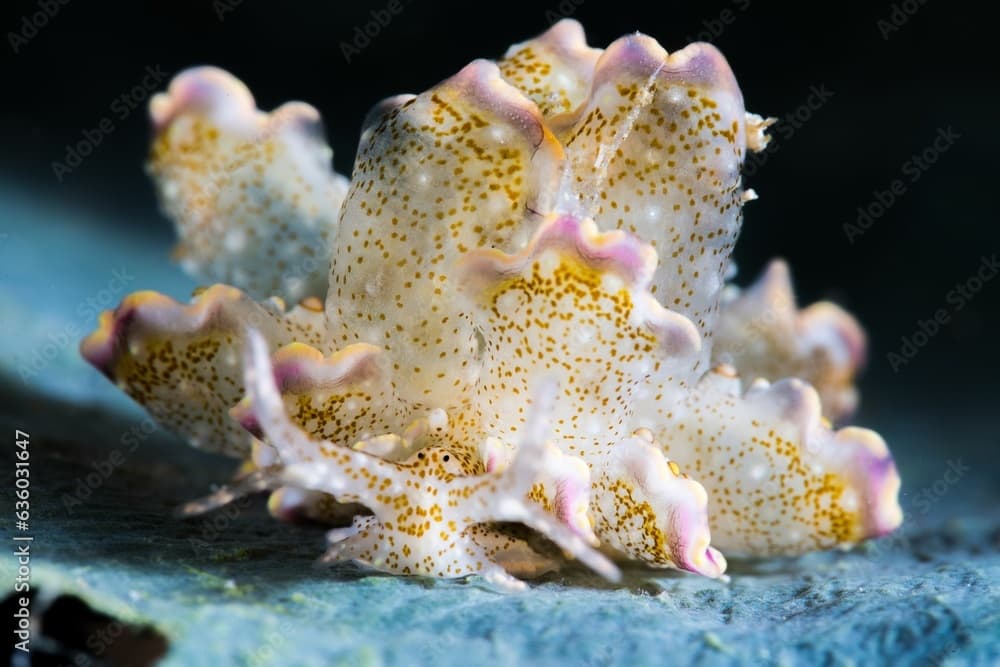 Close-up of a lettuce sea slug (Elysia crispata) underwater