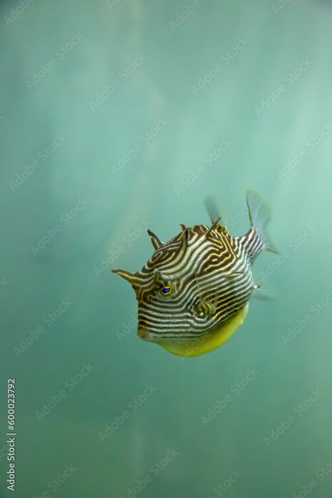 Shaws cowfish or a painted boxfish.   sometimes call stripped cowfish too.