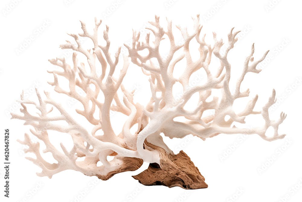 Staghorn Goniopora coral, on transparent background (PNG). Generative AI.