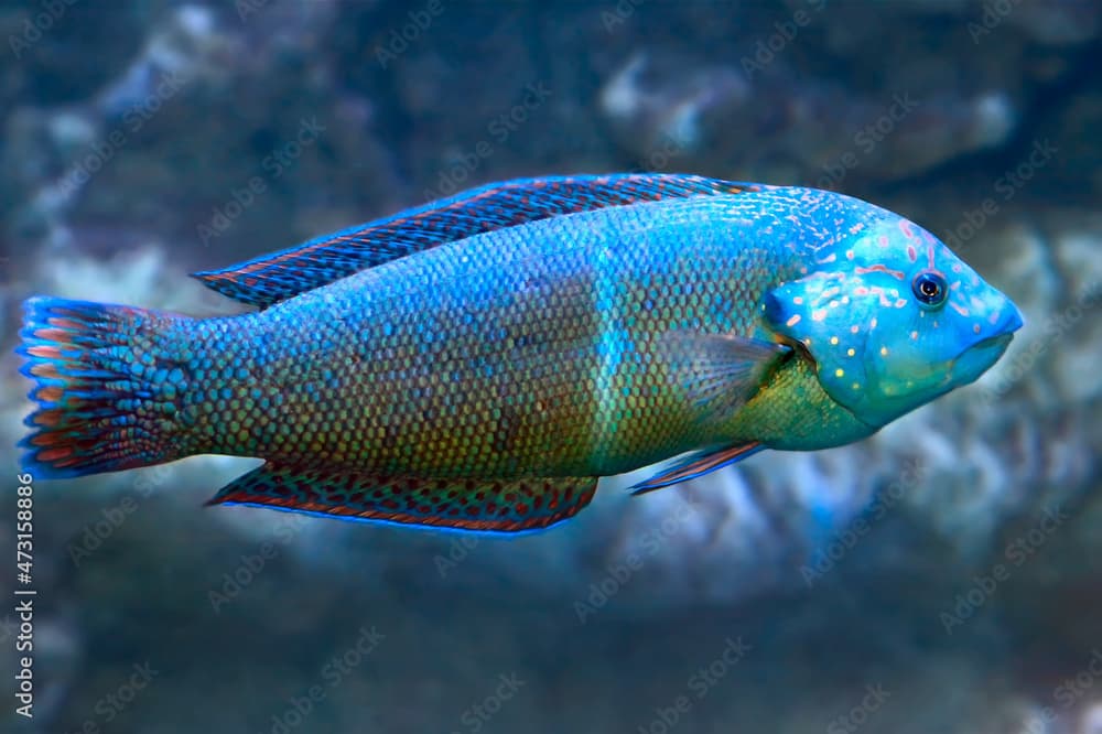 Halichoeres wrasse. Tropical multicolored marine fish