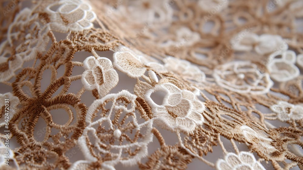 Fine and delicate lace fabric with intricate texture