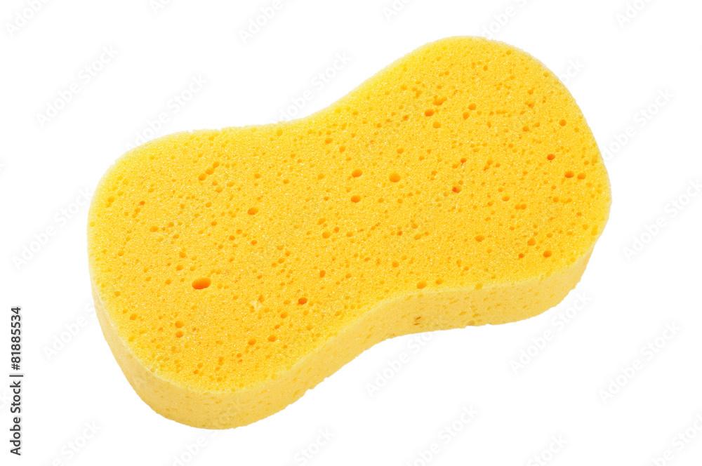 Yellow sponge isolated on the white with clipping path