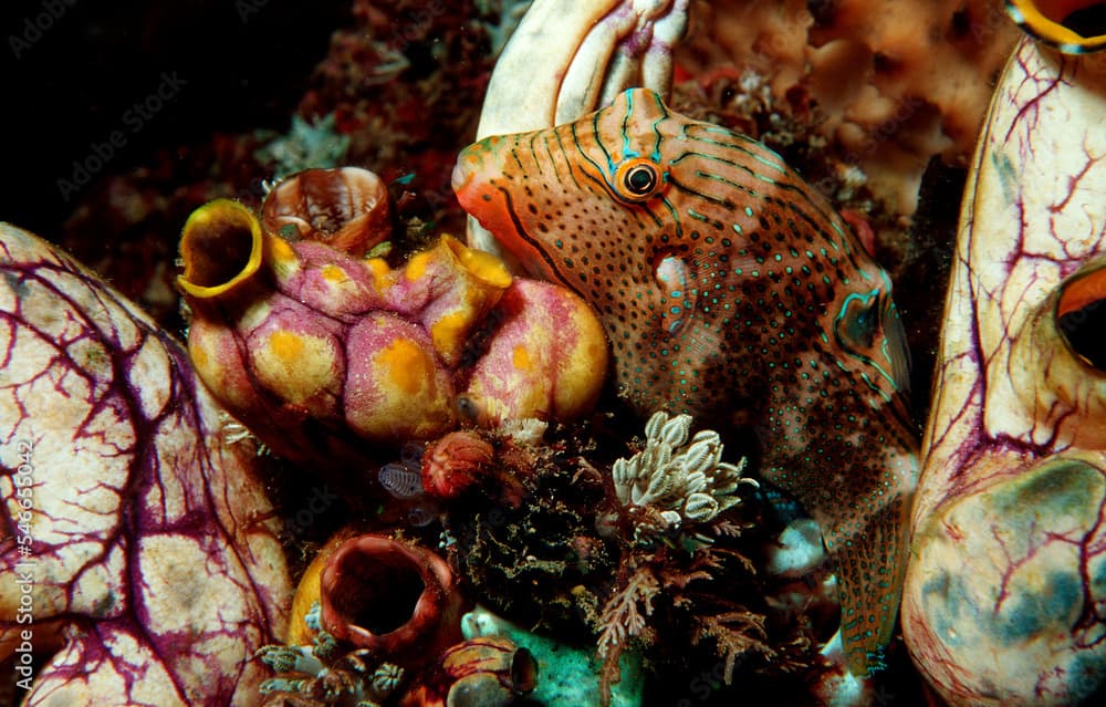 False-eyed puffer, Canthigaster papua, Indonesia, Indian Ocean, Komodo National Park