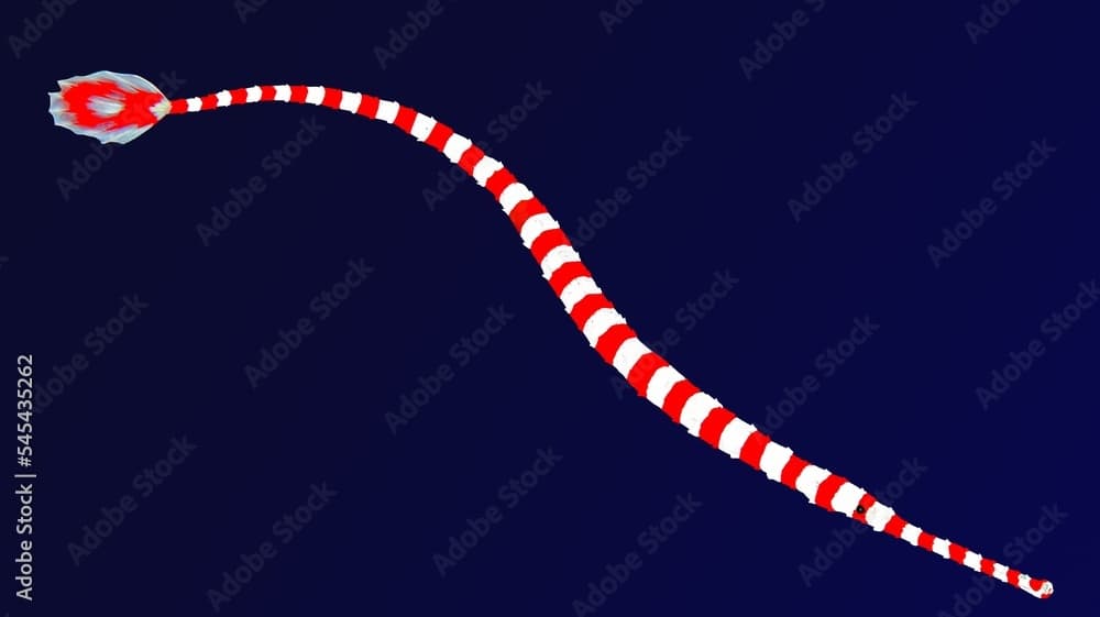 Banded pipefish spotted in tropical ocean,  Indo-Pacific region