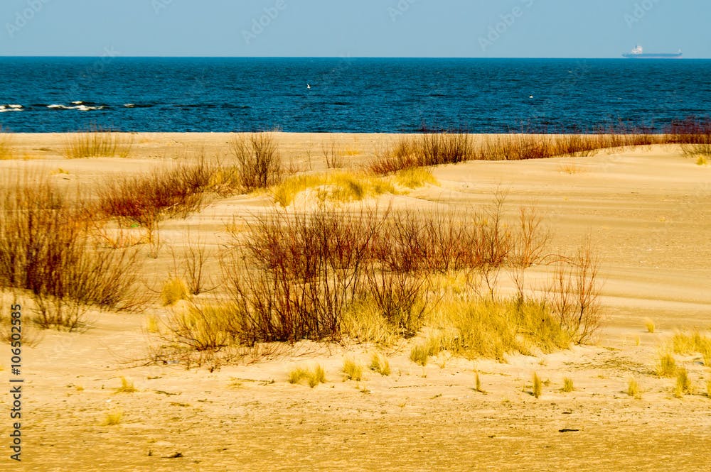 Sea and the sand beach at Baltic sea, Poland