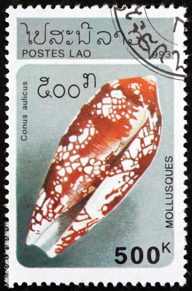 Postage stamp Laos 1993 princely cone, sea snail