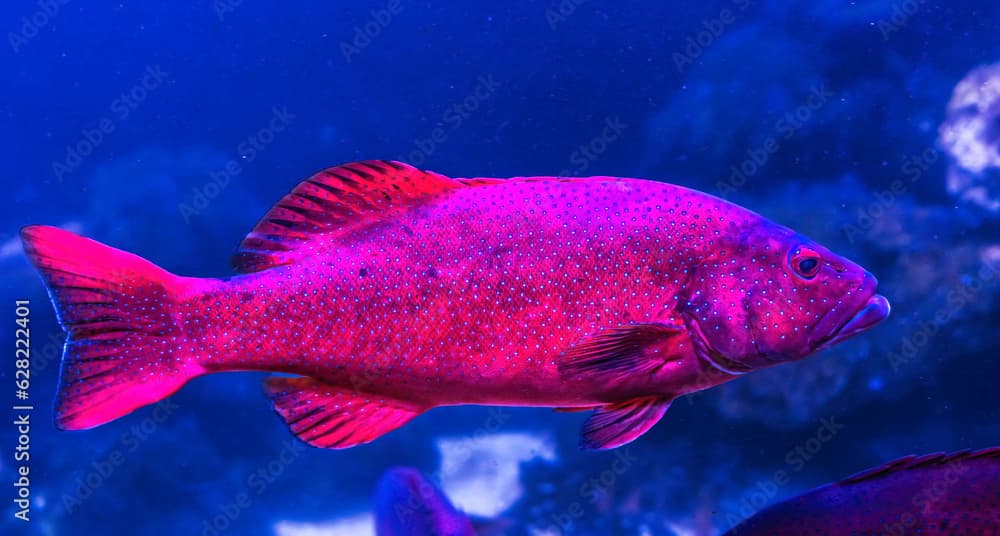 Colorful Red Coral Grouper Waikiki Oahu Hawaii