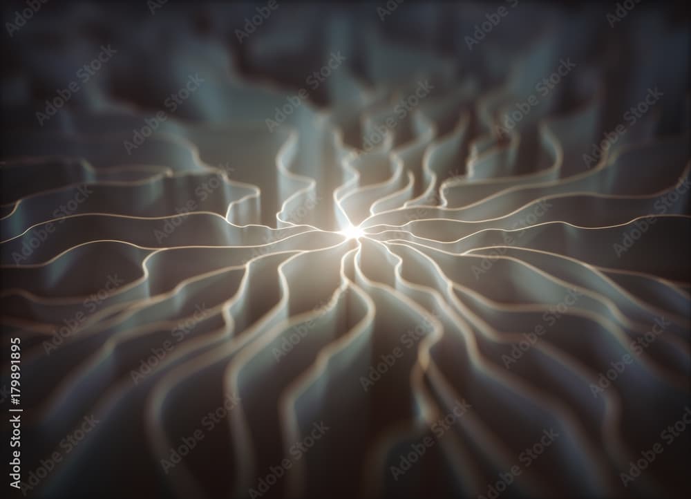 Concept of artificial neuron. The dendrite of an axon, slender projection of a nerve cell.