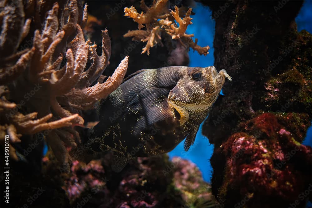 Spotted soapfish Pogonoperca punctata fish underwater in sea