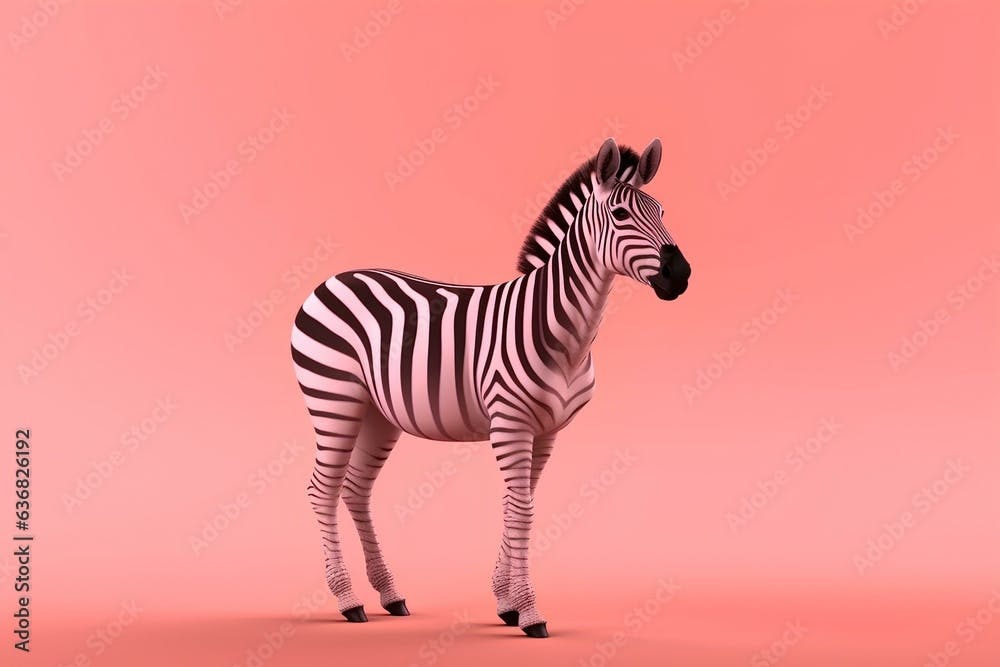 zebra on a coral background made by midjeorney